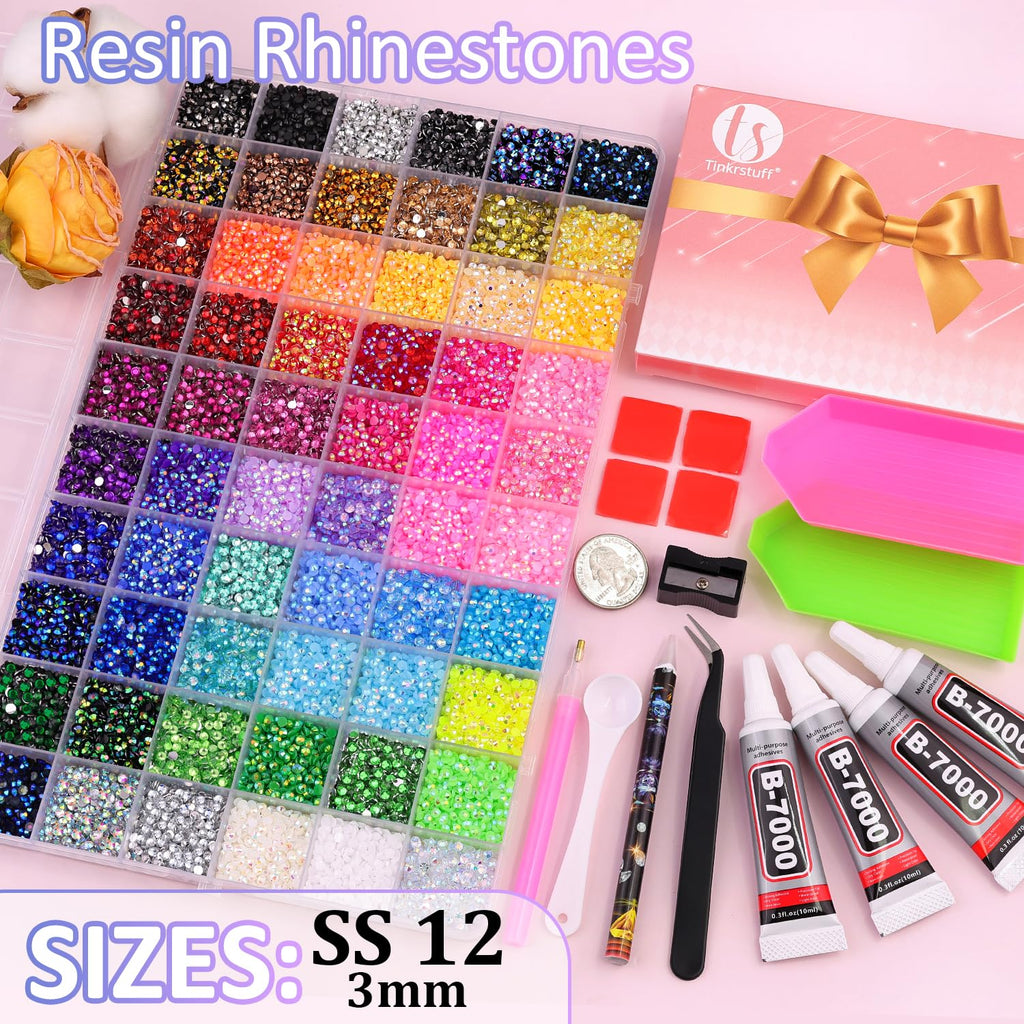 TINKRSTUFF 50000Pcs 60 Colors Jelly Rhinestones Bedazzling Kit