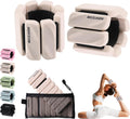 BECOJADDE Ankle Weights for Women Set of 2 (1 lb / 2 lb Each), Adjustable Weighted Wrist Weight for Pilates Walking, Arm & Leg Training