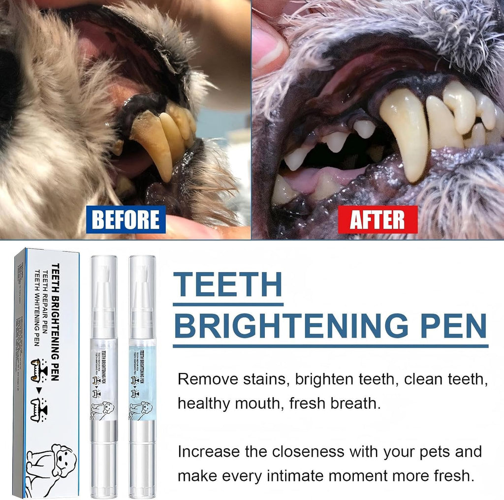 JoanofArc Pet Teeth Whitening Pen, Pet Toothbrush Pen, Pet Teeth Cleaning Pen, Used for Pet Dental Care, Strengthening Teeth, Freshening Breath, Cleaning Teeth, Dog and Cat Tartar Cleaning, Two Packs