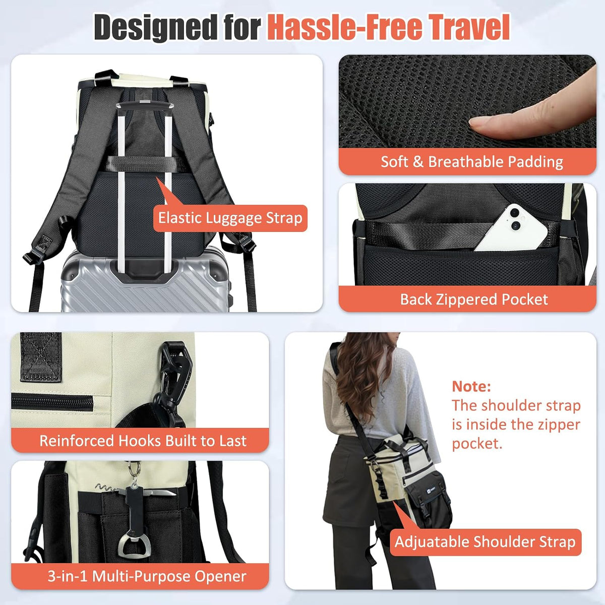 AYAMAYA Backpack Cooler for Women, Stylish 35 Cans Leakproof Camping Cooler