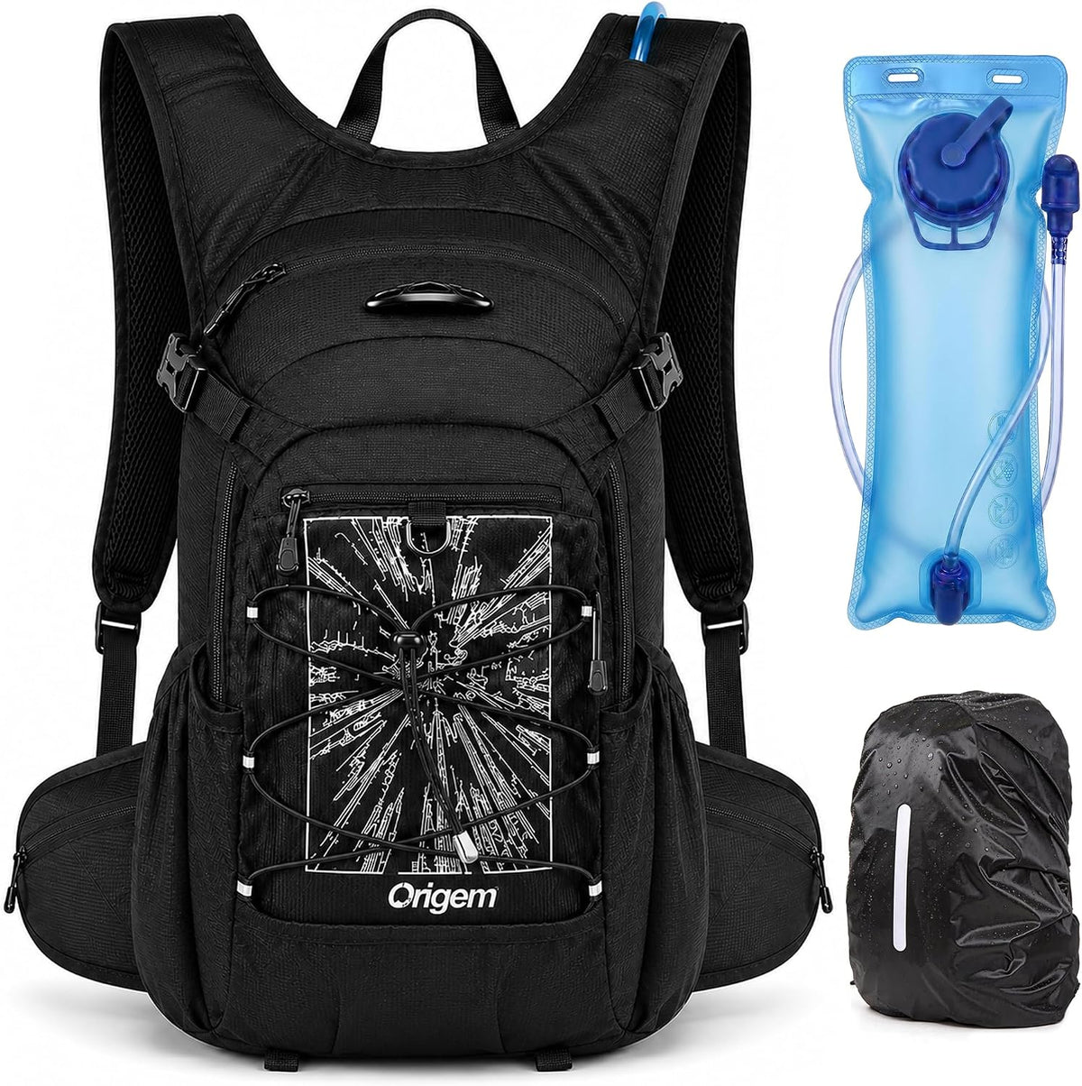 Origem 22L Hiking Hydration Backpack with 3L Bladder & Rain Cover Men Women