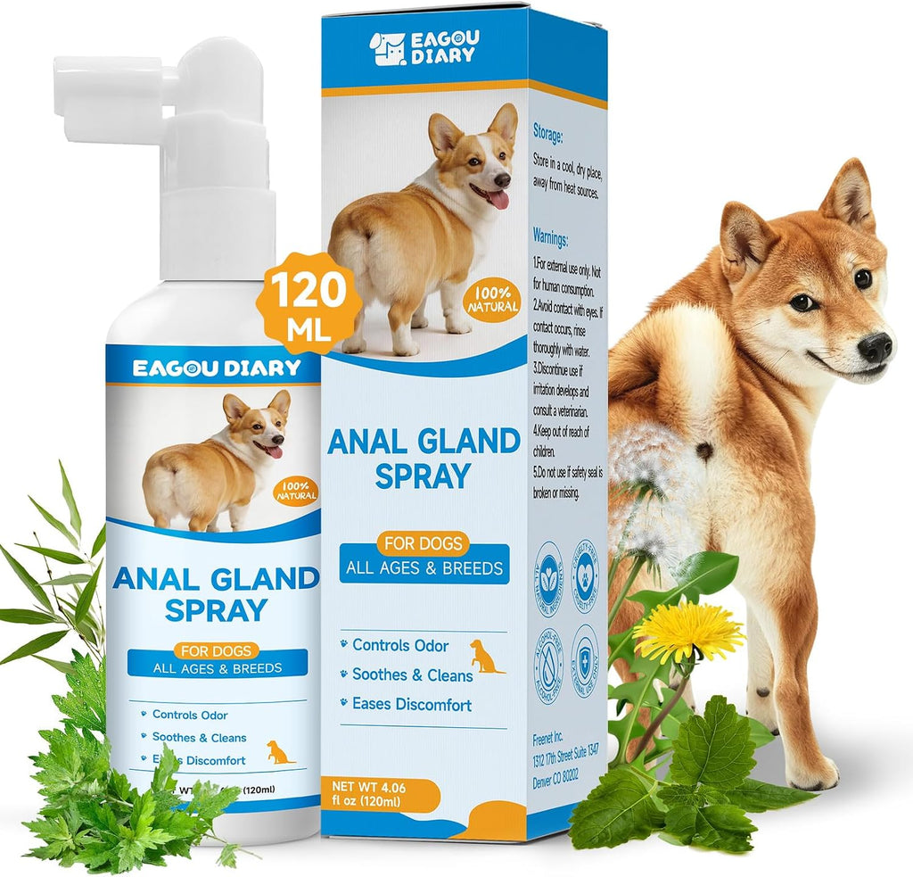 Dog Anal Gland Spray - 120ML Freshens & Removes Odors, Stops Scooting