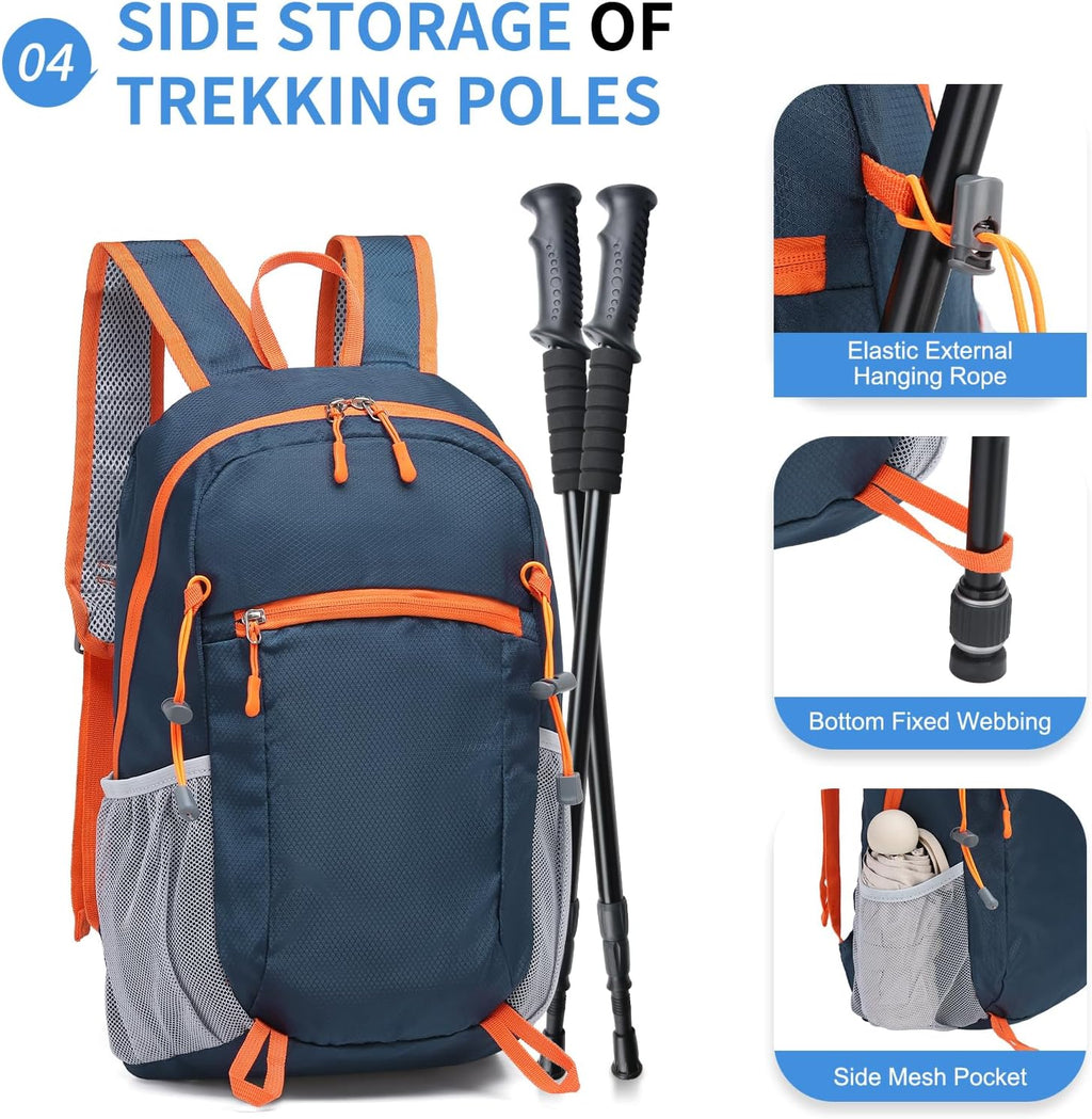 20L Small Hiking Backpack for Women Men Packable Daypack Dark Blue