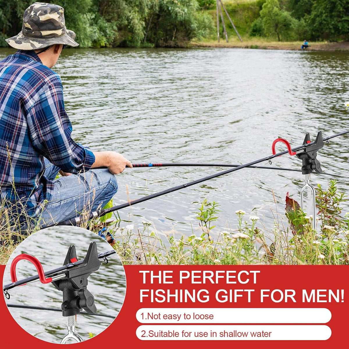 Lenwen 4 Pcs Fishing Rod Holders for Ground, Fishing Pole Holders for Bank