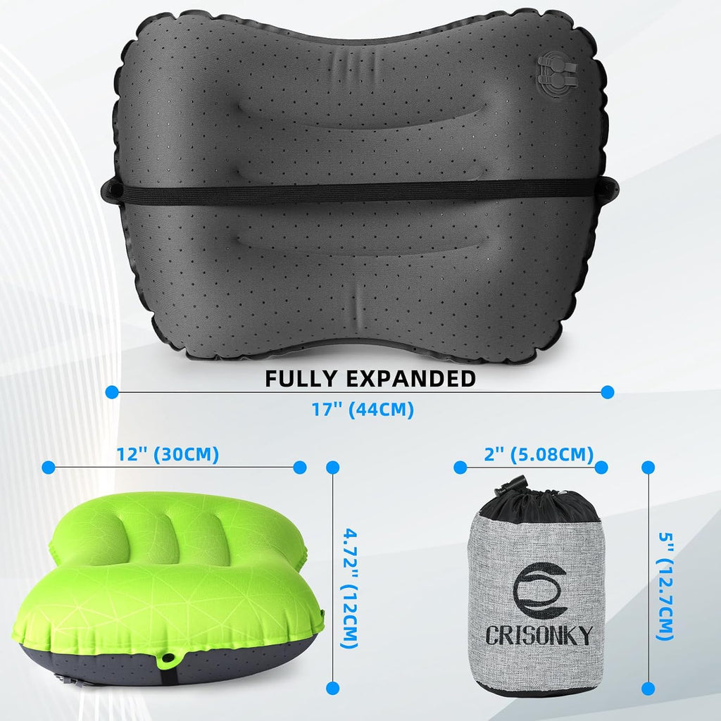Crisonky Camping Pillow,Ultralight Inflatable Travel Pillow for Backpacking