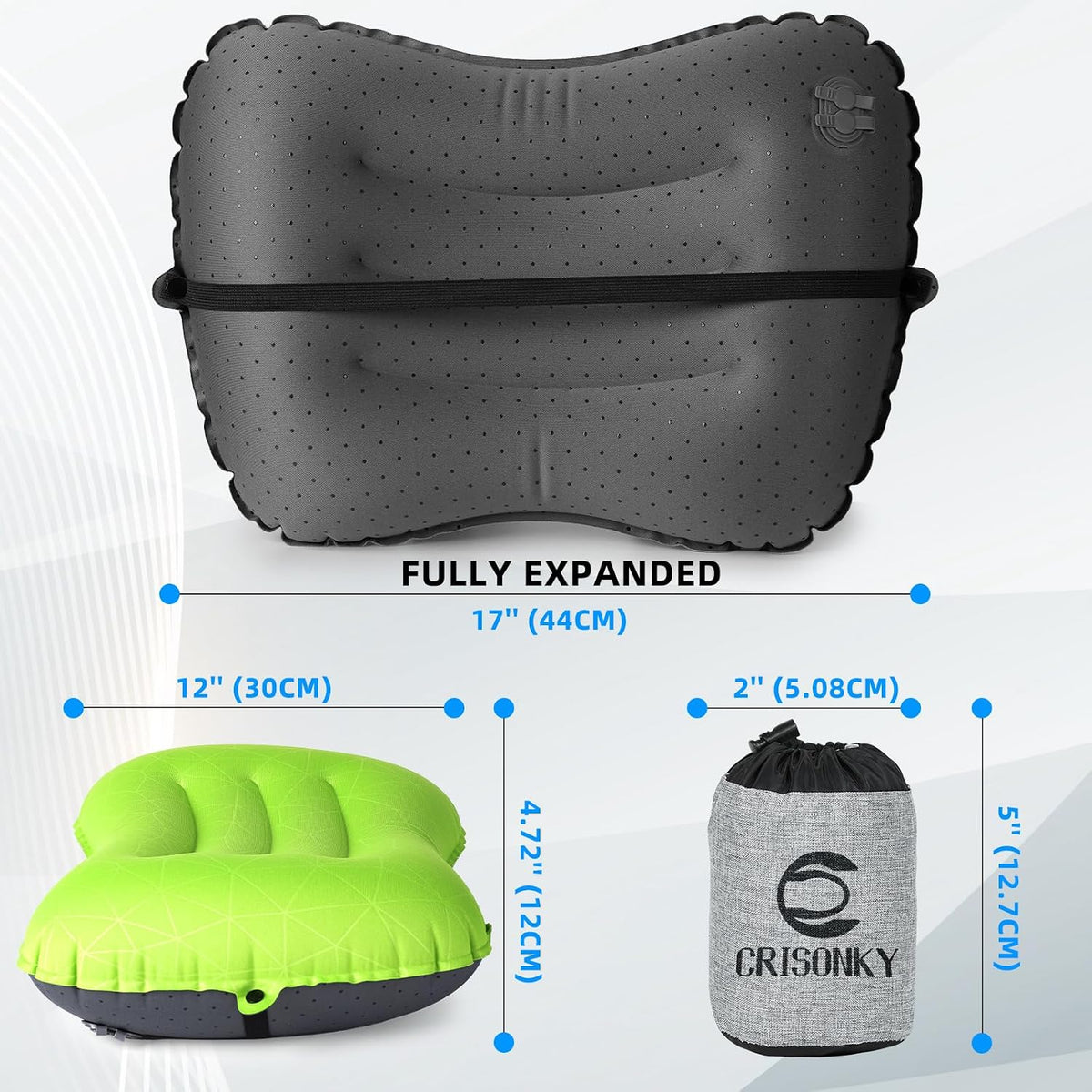 Crisonky Camping Pillow,Ultralight Inflatable Travel Pillow for Backpacking