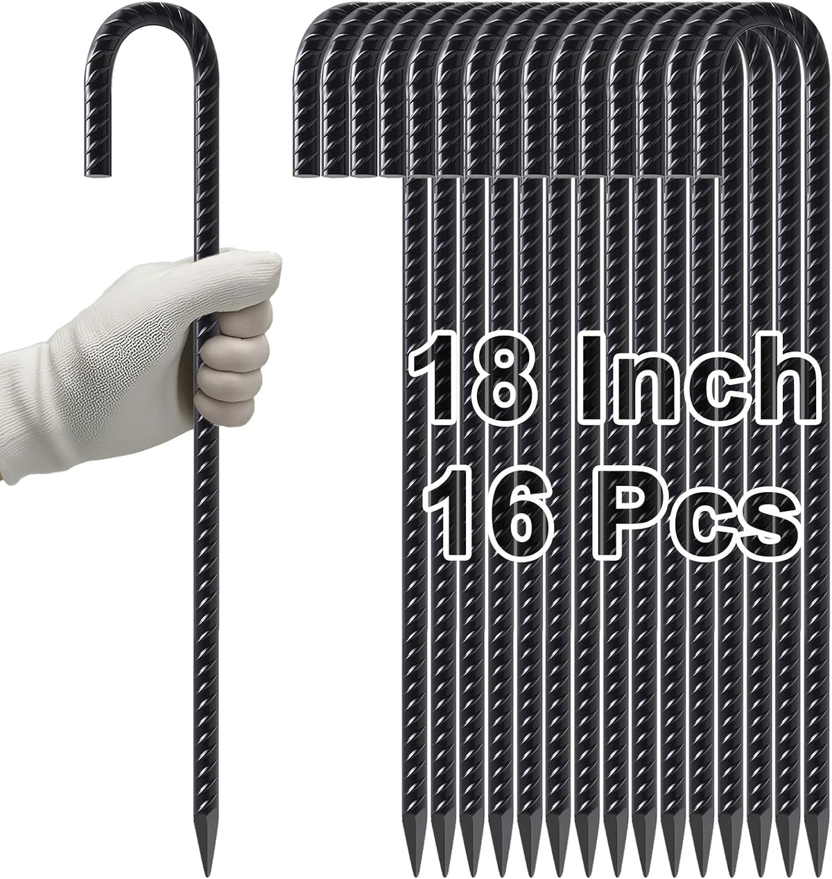VVOKGO Rebar Stakes 12 Inch J Hook Heavy Duty Tent Stakes for Wire Fencing