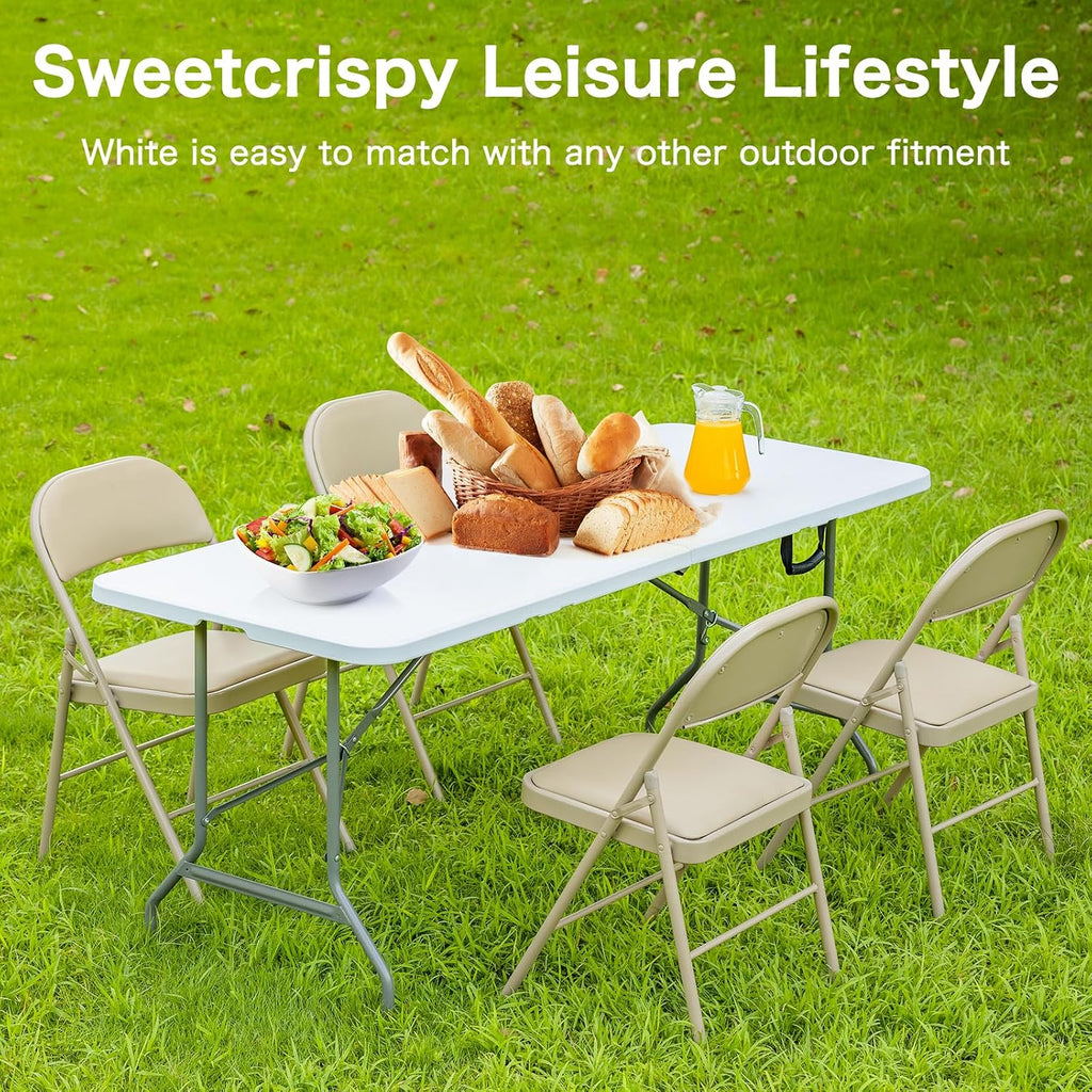 Sweetcrispy 4 FT Folding Picnic Table, Easy to Fold and Store
