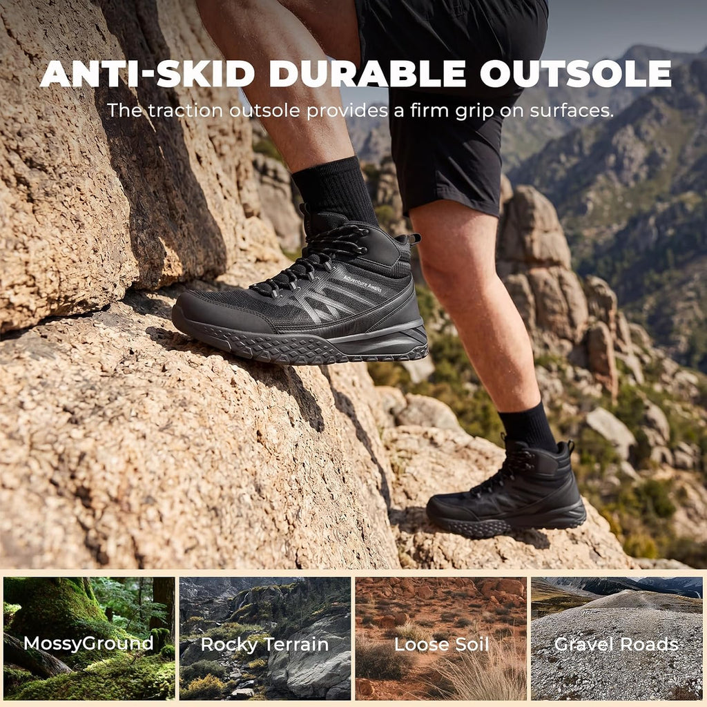 Men's Waterproof Hiking Boots - Trekking Shoes for Men, Outdoor Camping Mountaineering Backpacking Boots, All Terrain Hiking Trail Shoes