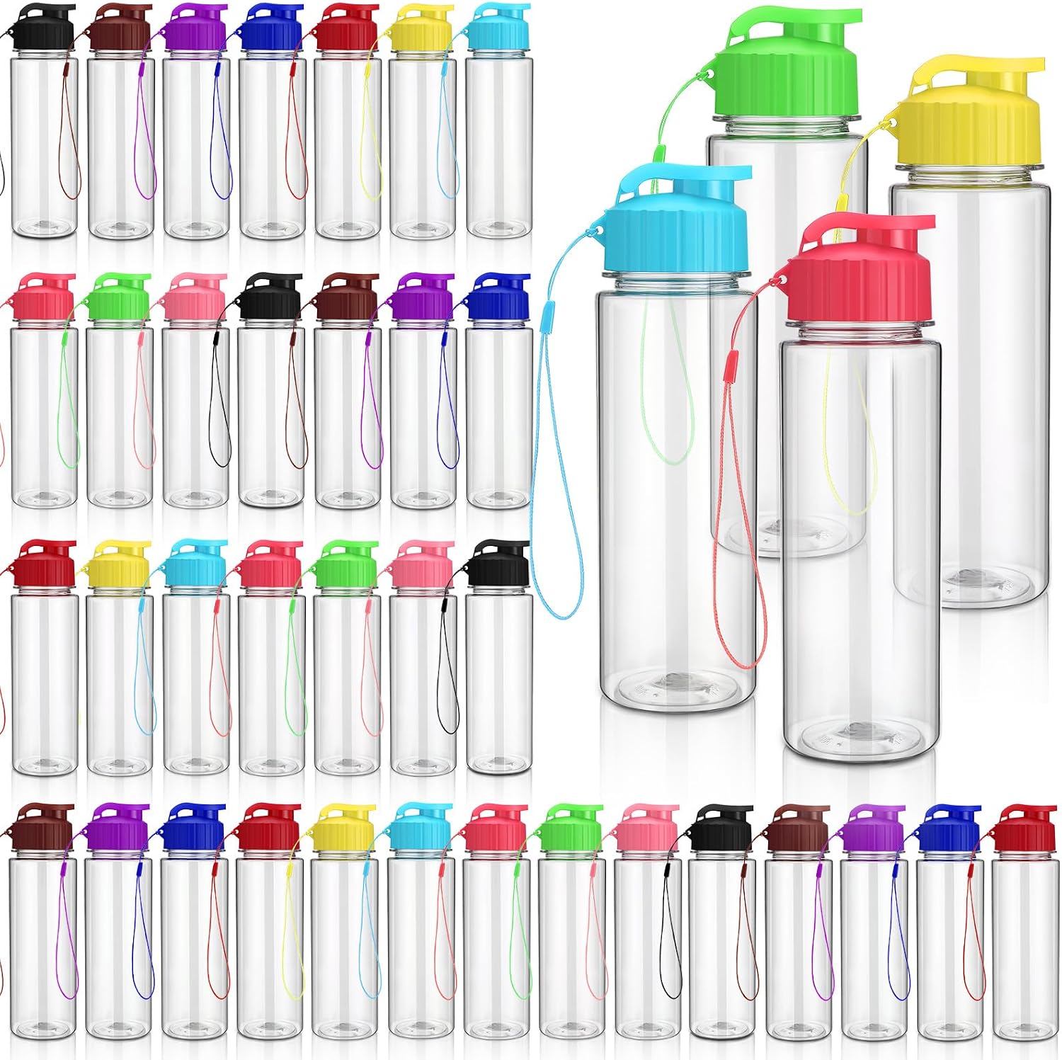 Domensi 50 Pieces Reusable Plastic Water Bottles Bulk, Black