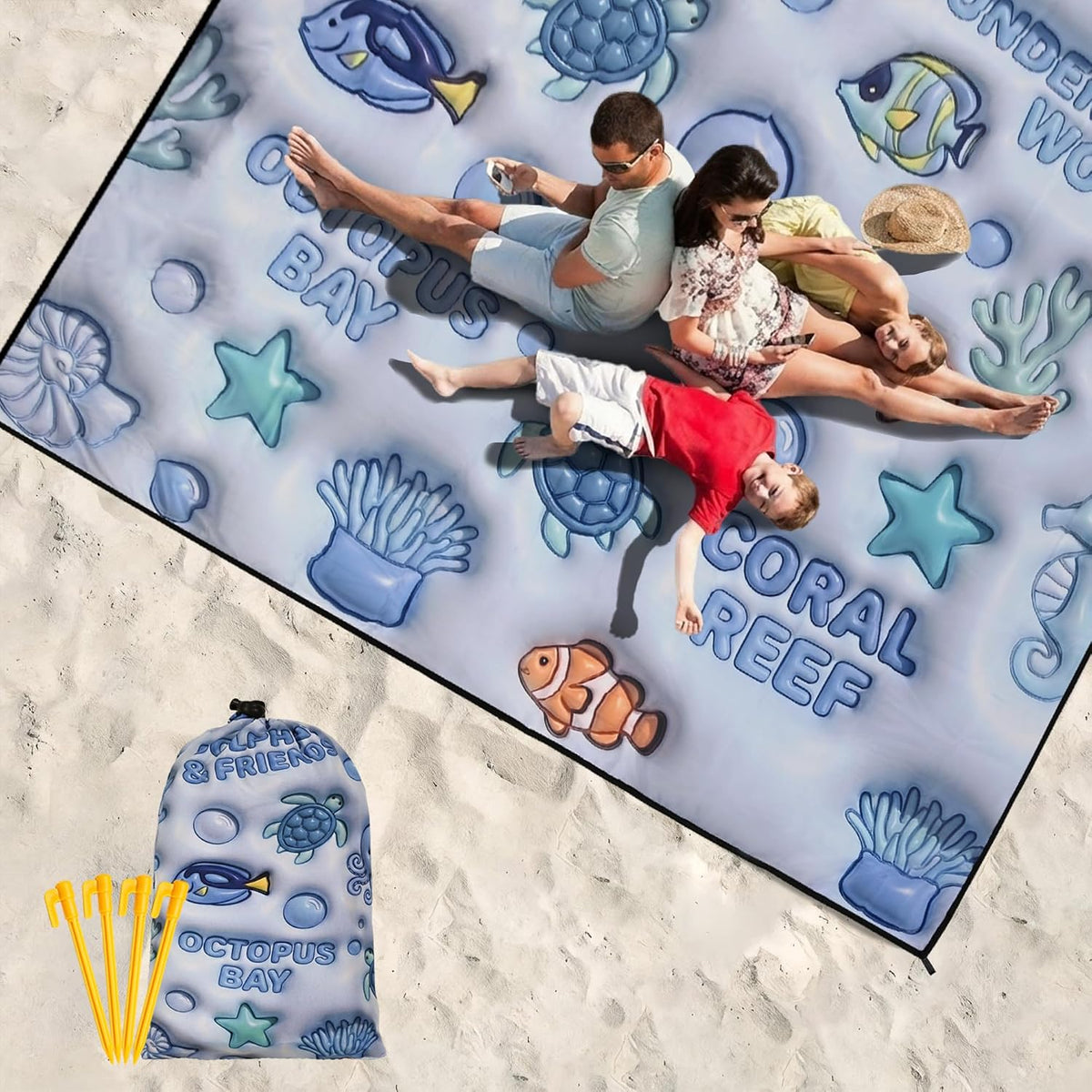 WIWIGO Beach Blanket Mat Waterproof Sandproof for 2-8 Adults Quick Drying