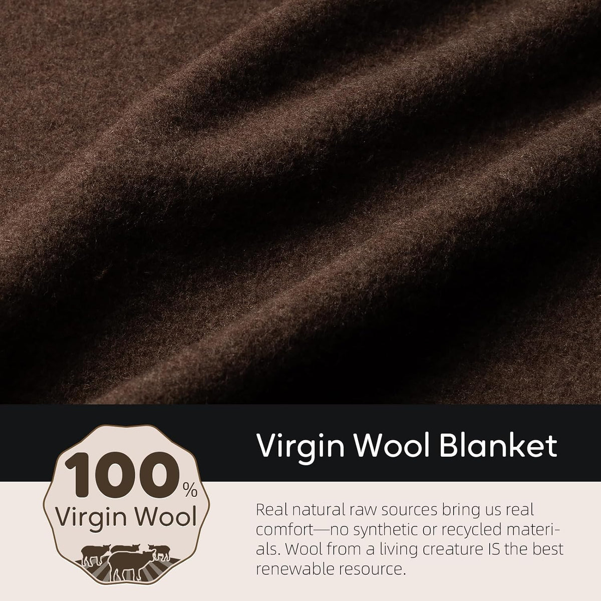 Molithe 100% Wool Blanket, 62" x 86", Warm, Thick, Military, Camping Gear