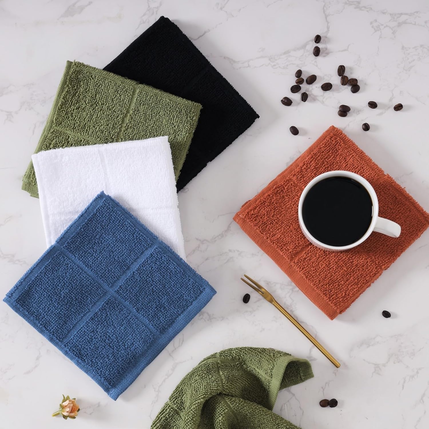 Glynniss Kitchen Dish Cloths for Washing Dishes, Black Terry Dish Rags