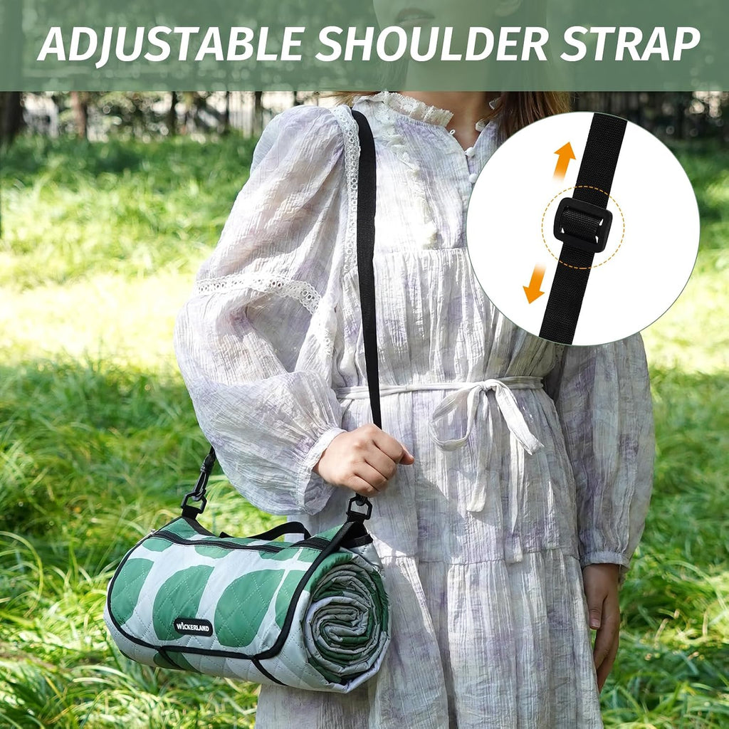 Picnic Blankets,Beach Blanket Waterproof Sandproof w/Strap,Green