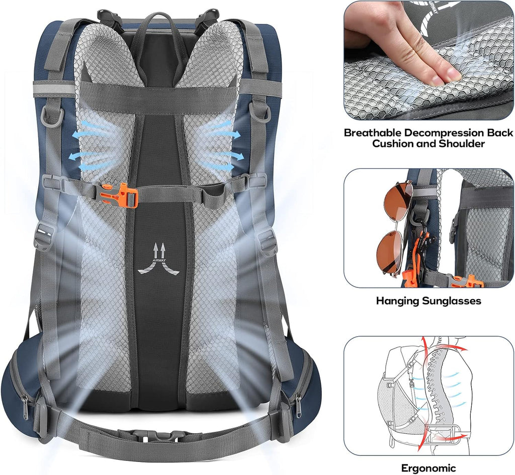 Maelstrom 40L Hiking Backpack, Lightweight Camping Daypack with Rain Cover