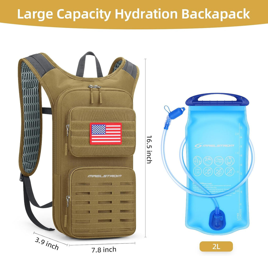 Maelstrom Tactical Hydration Backpack,Water Pack with 2L Water Bladder