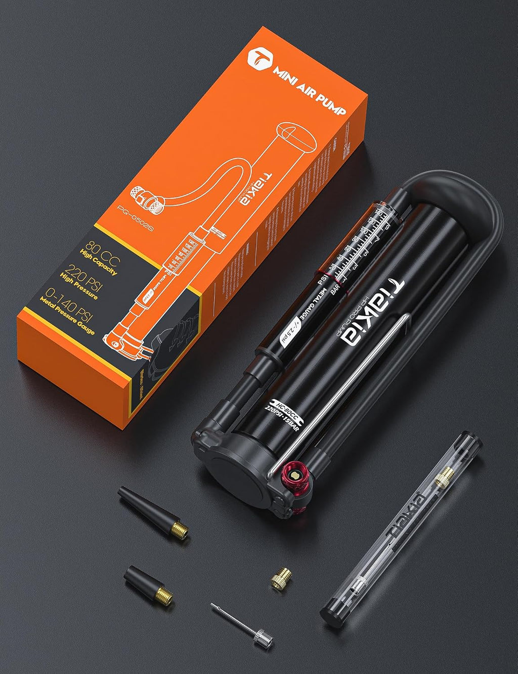 Tiakia Bike Floor Pump with Gauge, Bike Pump for Road Mountain Bikes
