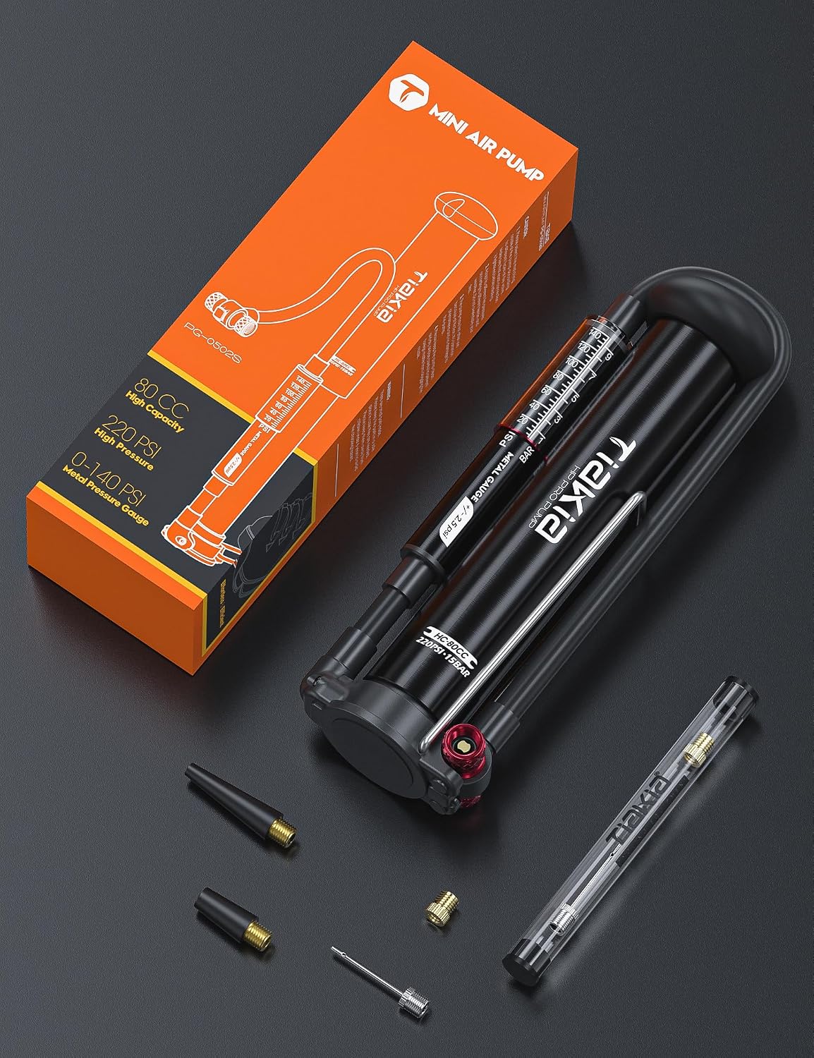 Tiakia Bike Floor Pump with Gauge, Bike Pump for Road Mountain Bikes