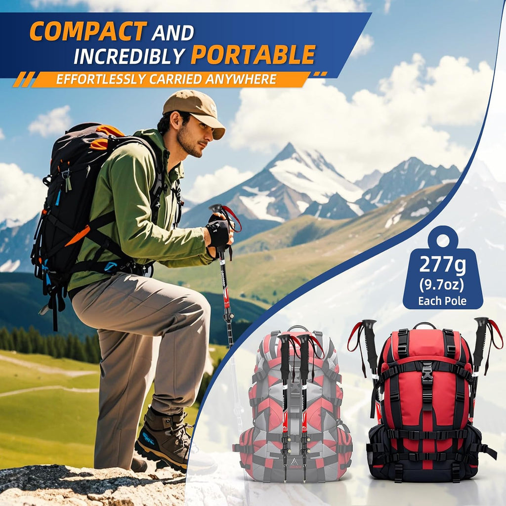 Hiking Poles, Trekking Poles for Hiking, Lightweight Aluminum Adjustable