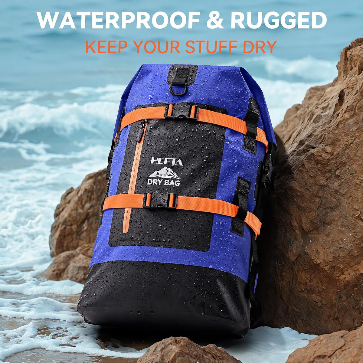 HEETA Dry Bags Waterproof Backpack 40L for Men & Women, Roll Top Heavy Duty