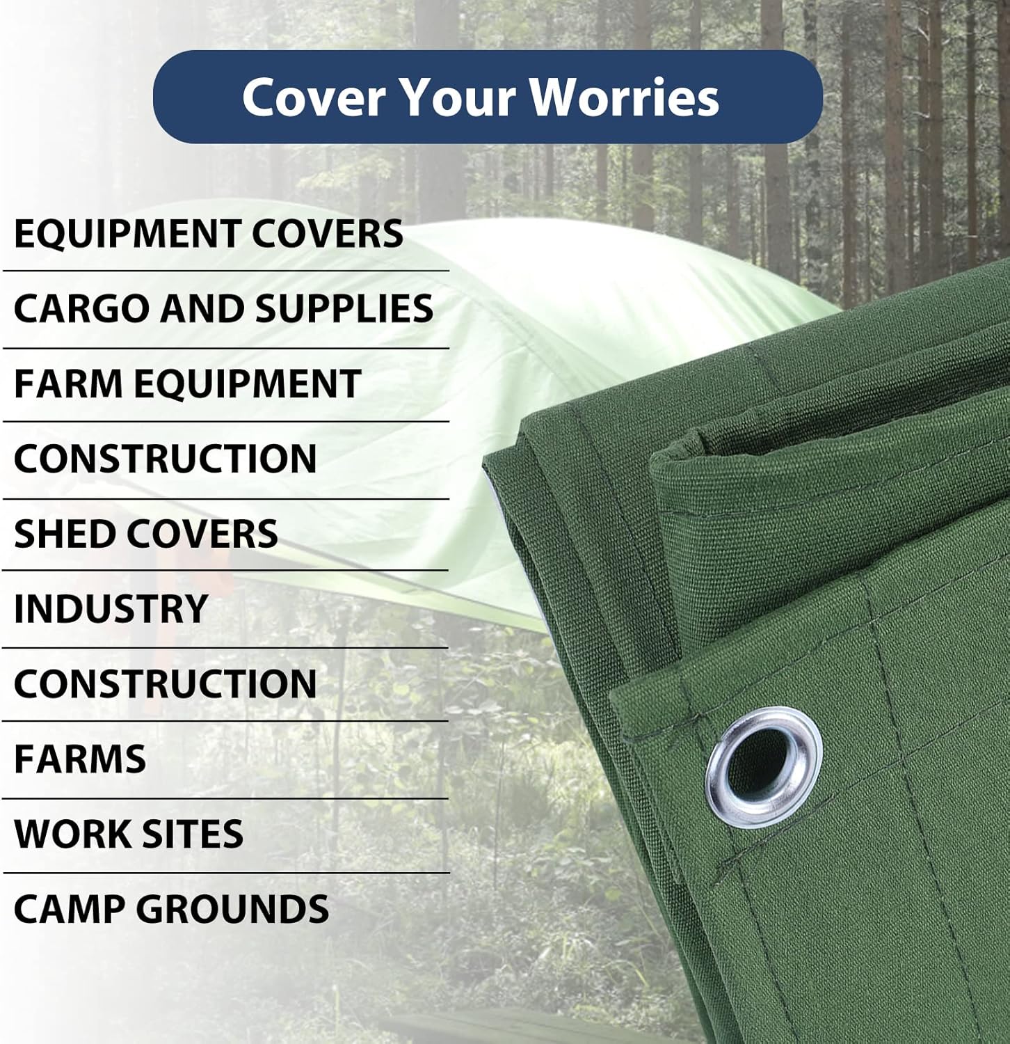 20’x24’ Canvas Tarp Heavy Duty Water Resistant Tarpaulins with Aluminum Grommets,UV Resistant, 22Mil Multipurpose Drop Cloth, 14oz Cover Sheet for Outdoor and Indoor Use with Ropes Green