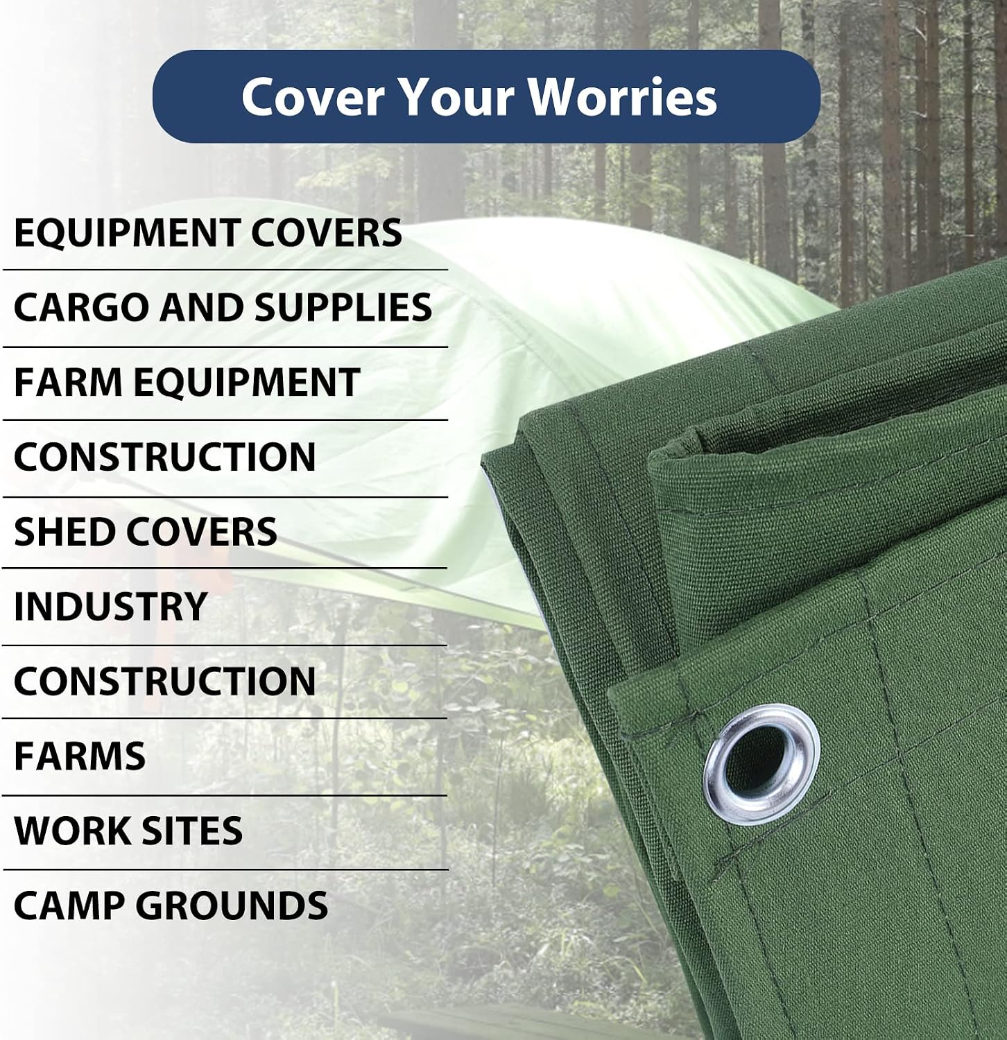 10’x16’ Canvas Tarps Heavy Duty Waterproof Tarpaulins with Aluminum Grommets,UV Resistant, 22Mil Multipurpose Drop Cloth, 14oz Durable Cover Sheet for Outdoor and Indoor Use with Ropes.