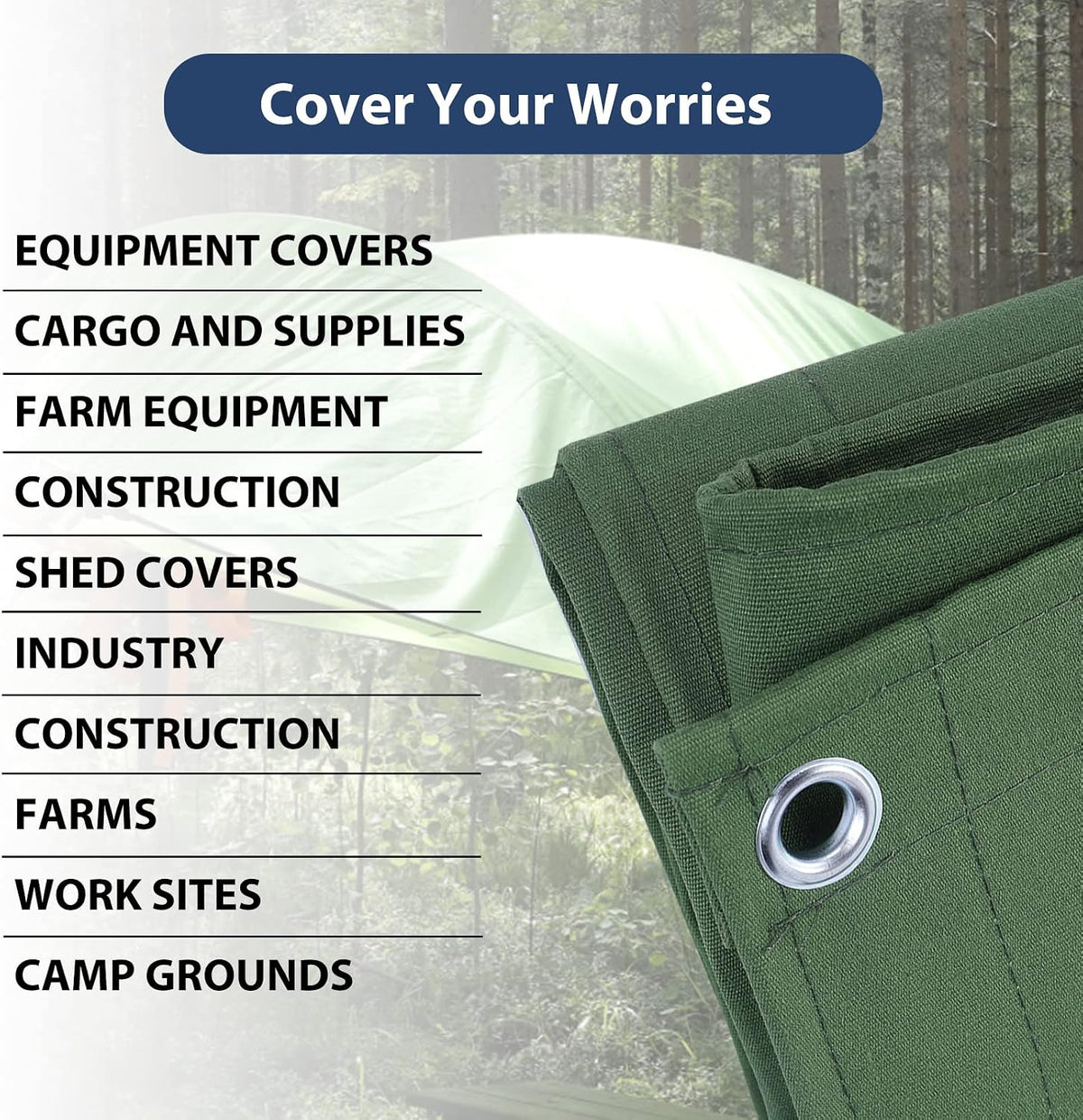 20’x20’ Canvas Tarps Heavy Duty Waterproof Tarpaulins with Aluminum Grommets,UV Resistant, 22Mil Multipurpose Drop Cloth, 14oz Durable Cover Sheet for Outdoor and Indoor Use with Ropes.