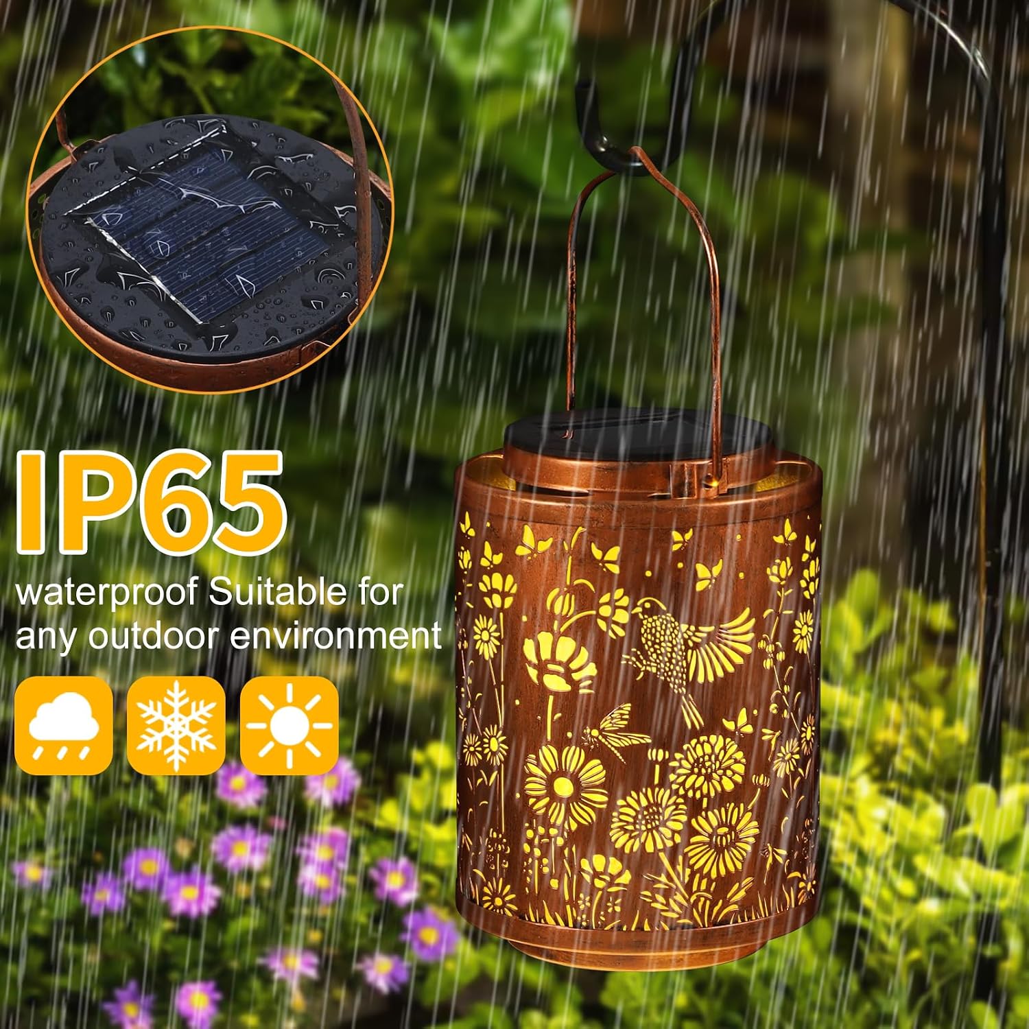 Solar Lanterns Hanging Waterproof Birds Garden Decor Solar Lights