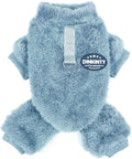 Fleece Dog Pajamas Winter Warm Dog Sweater for Small Dogs Thermal Soft Puppy Pjs Coat Stretchy Jumpsuit Doggie Pet Clothes Outfits Cat Apparel (Steel Blue, X-Small)
