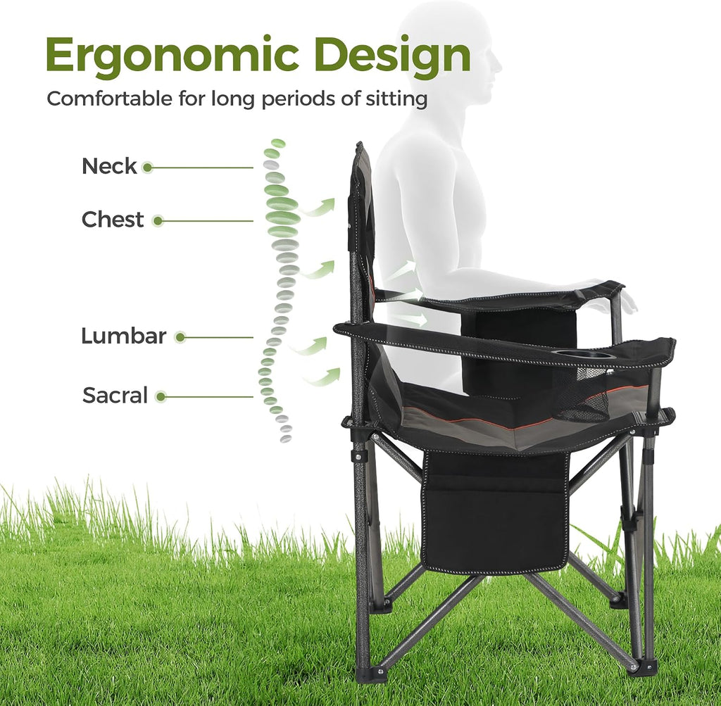 ALPHA CAMP Oversized Fully Padded Camping Chairs with Lumbar Support,1PC
