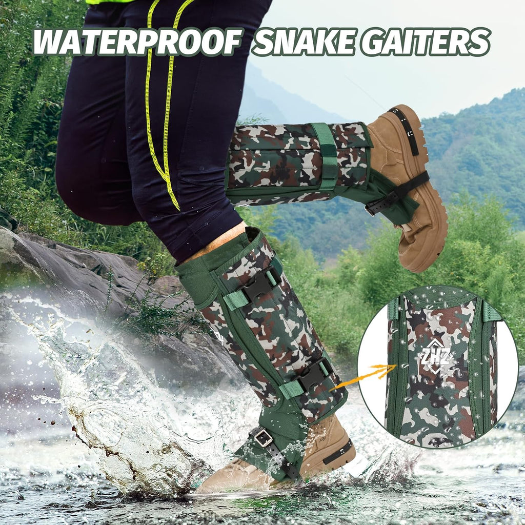 ZHZ Snake Gaiters, Durable Waterproof Snake Chaps for Lower Leg Protection, Adjustable Snake Guards for Men & Women, Ideal for Hiking, Camping & Farm Work