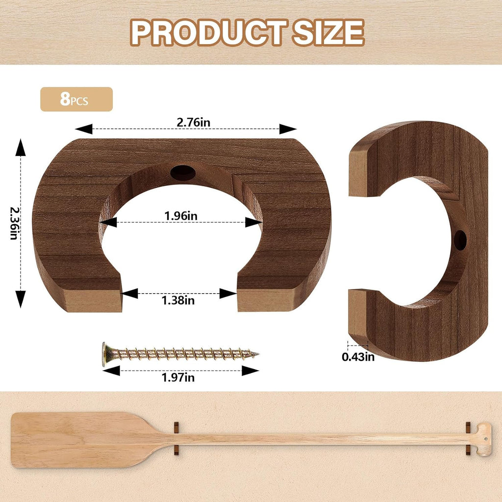 DaisyInner Wooden Kayak Paddle Holder Rack Wall Mount Canoe Oar Hanger Paddle Storage and Display Rack for SUP Dragon Boat Paddles Garage Boat House Home Decor