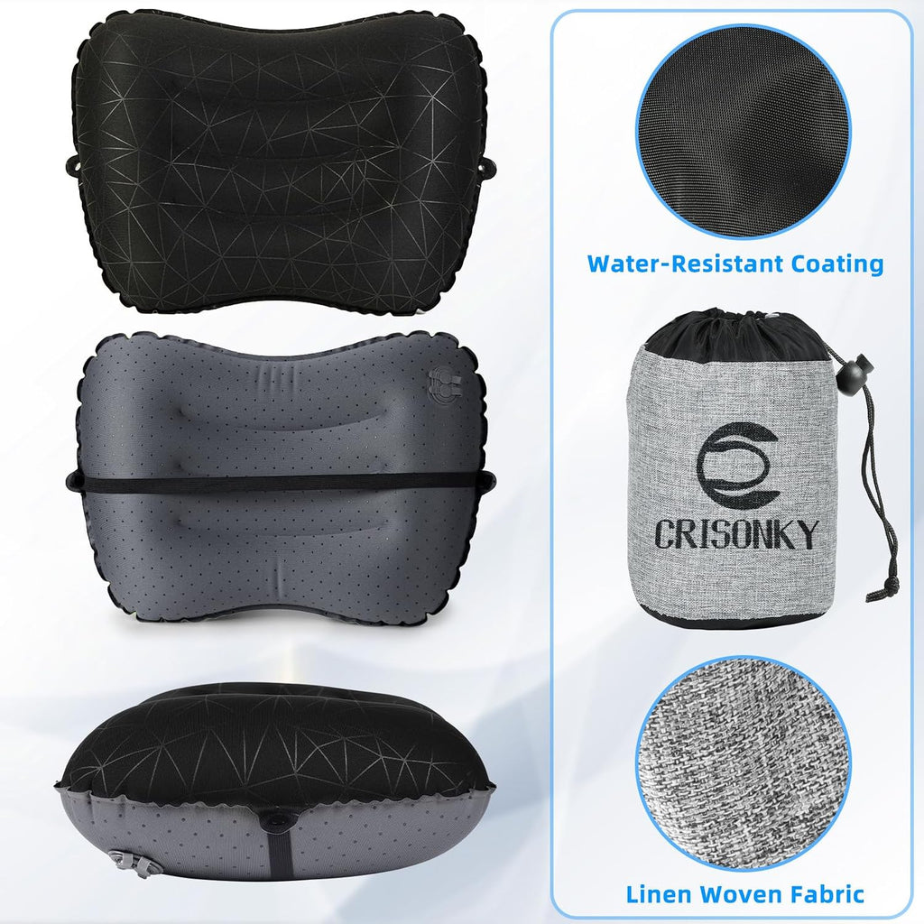 Crisonky Camping Pillow,Ultralight Inflatable Travel Pillow for Backpacking