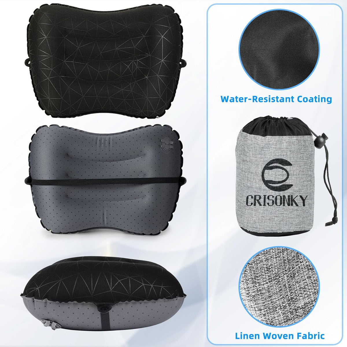 Crisonky Camping Pillow,Ultralight Inflatable Travel Pillow for Backpacking