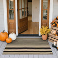 Fall Front Door Mat 2'x4.3', Cotton Washable Striped Outdoor Rug