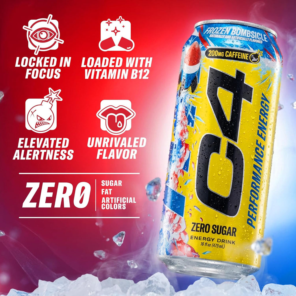 C4 Performance Energy Drink with Zero Sugar, 200mg Caffeine, 16 Fl Oz 12pk