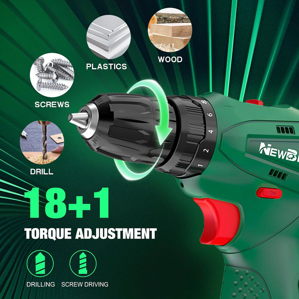 12V Cordless Drill Set with 2 Batteries for Home DIY