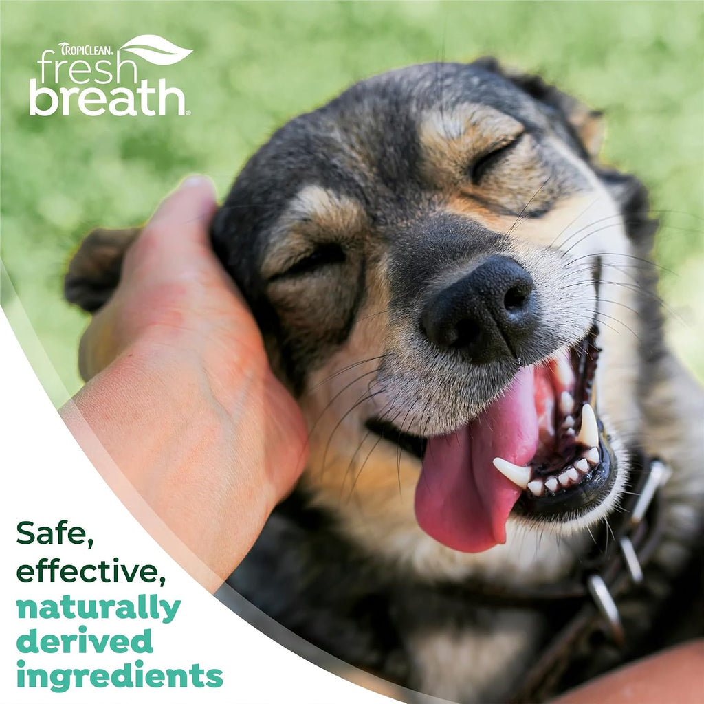 TropiClean Fresh Breath Dog Oral Care Kit | Complete Toothbrush and Toothpaste Set for Plaque & Tartar Control | Tooth Brushing Kit for Large Animals