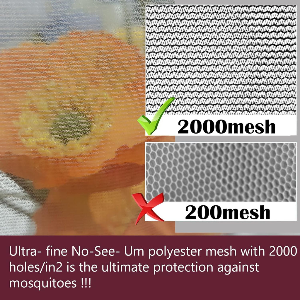 No-See-Um mesh Square Mosquito Net for King Size Bed 2 Openings Netting Mosquito Net for Beds, Finest Holes Mesh 2000 Mosquito Netting for Bed (Square King Grey Color)
