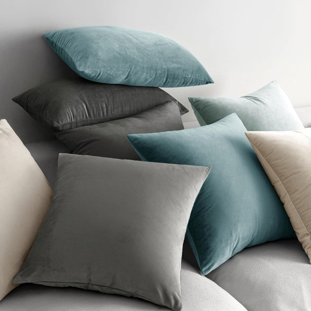MIULEE Velvet Throw Pillow Covers 18x18 Inch Pack of 2 Cream White
