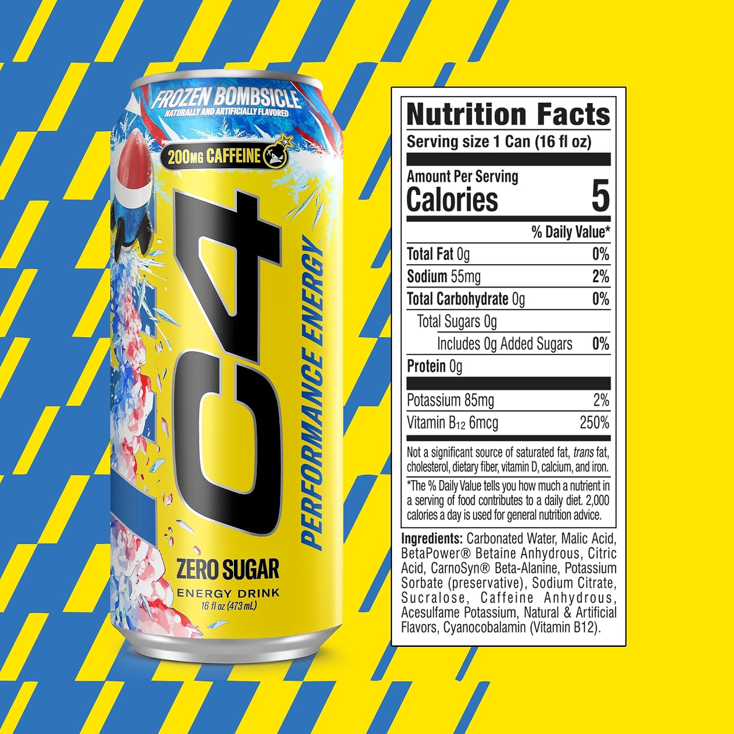 C4 Performance Energy Drink with Zero Sugar, 200mg Caffeine, 16 Fl Oz 12pk