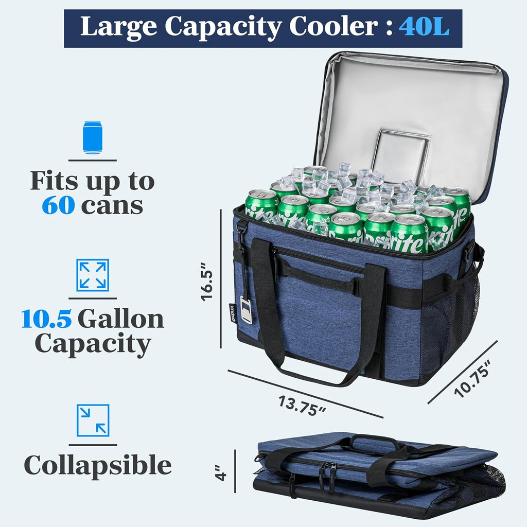 OPUX Collapsible Soft Cooler Bag, 48/60 Cans Leakproof, Insulated Tote