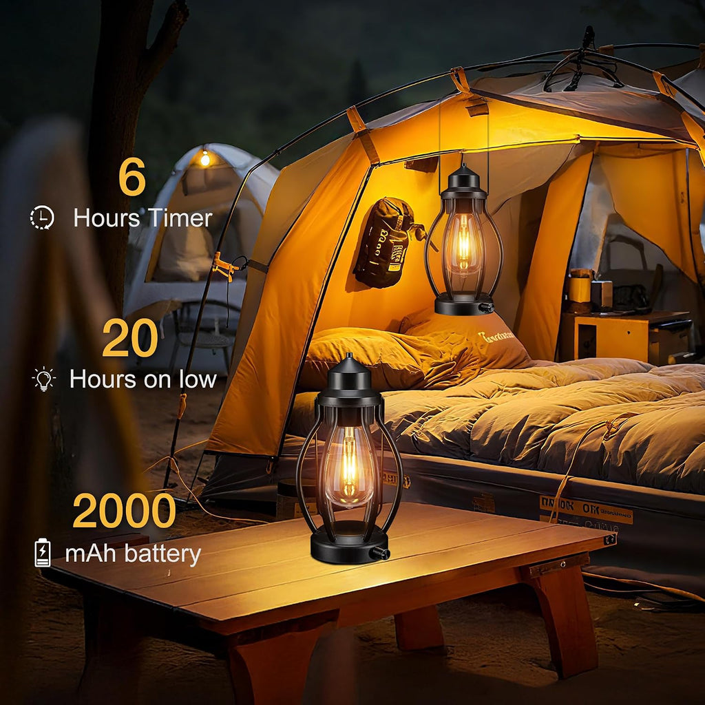 Rechargeable Lanterns, 2 Pack LED Outdoor Camping Table Lamp with Dimmable