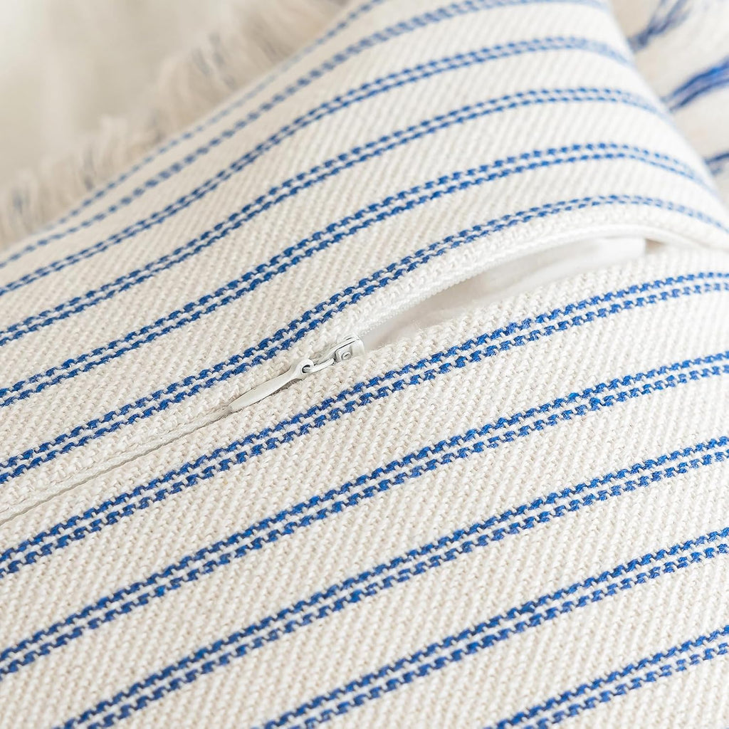 YEENAASY Throw Pillow Covers 18x18 Boho Striped Pillow Cases with Tassel