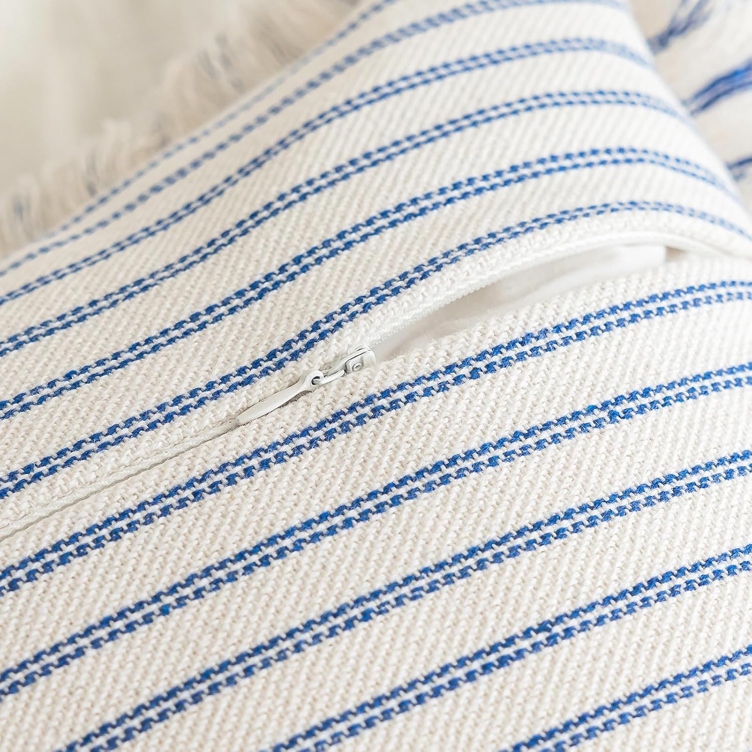 YEENAASY Throw Pillow Covers 18x18 Boho Striped Pillow Cases with Tassel