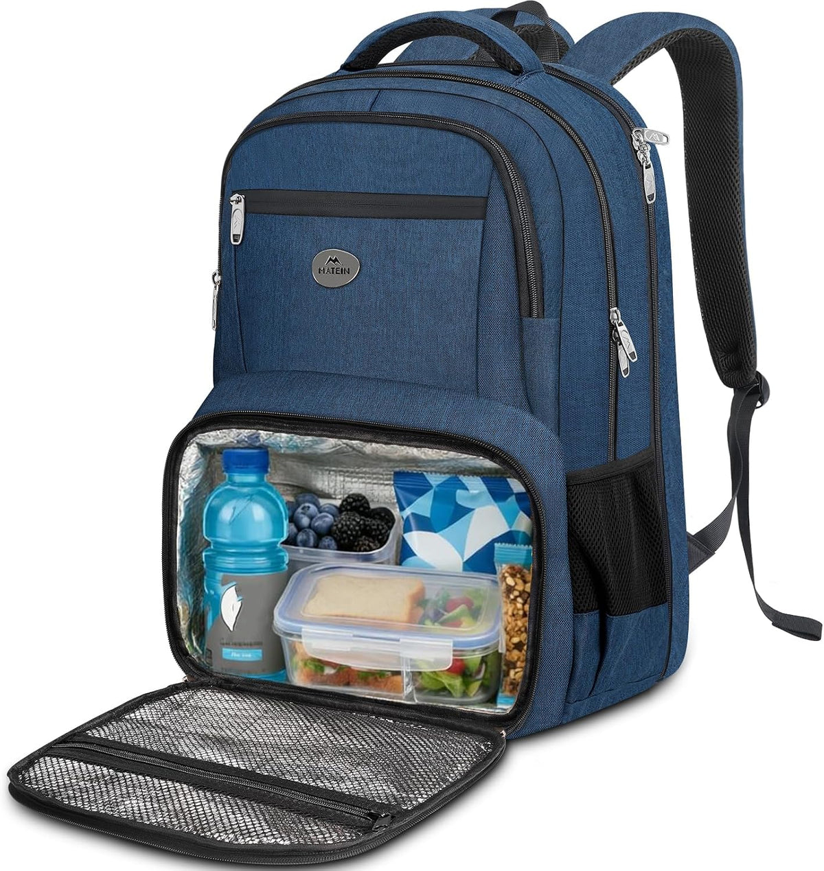 MATEIN Blue Insulated Backpack Cooler, 17 Inch Picnic Backpack for Mens