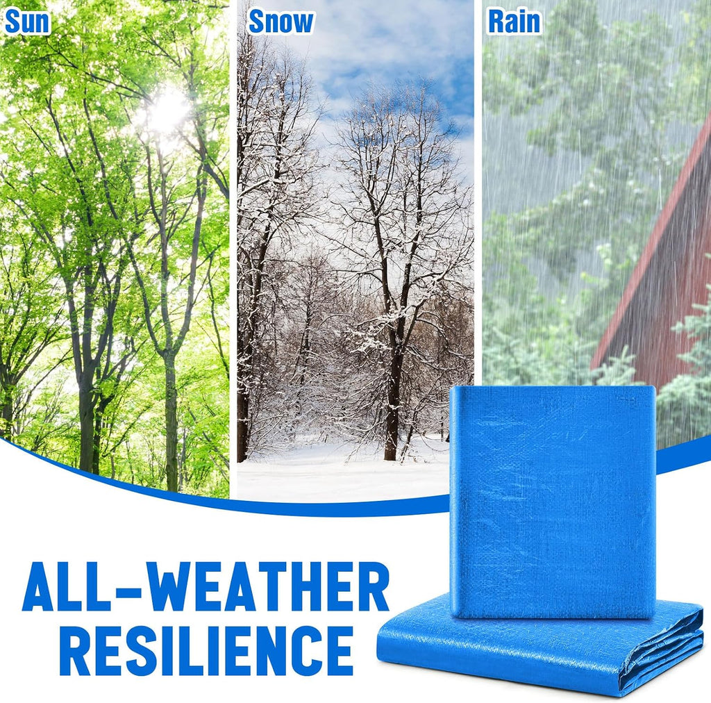 2 Pack 10 x 20 ft Blue Tarps, 5.5 Mil Heavy Duty Waterproof Tarp