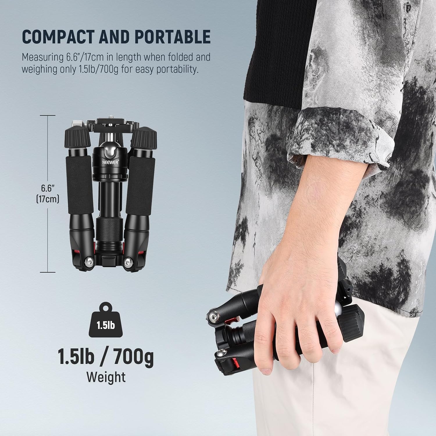 NEEWER Portable Travel Mini Tabletop Tripod, Aluminum Alloy 20''/ 50cm Desktop Desk Tripod with 360 Degree Ball Head, 1/4" Quick Shoe Plate for DSLR Camera Video Camcorder, Max Load 11 lb/5 kg