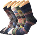 Senker Fashion Wool Socks for Women, 5 Pairs Winter Warm Crew Boot Socks