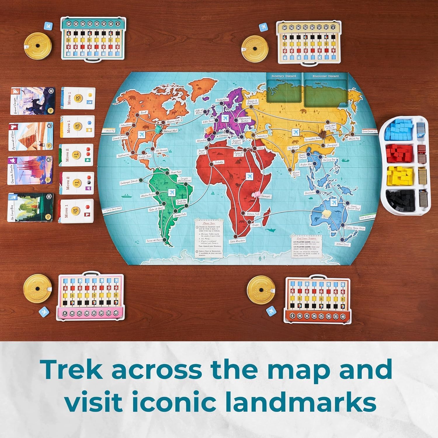 Underdog Games Trekking the World 2nd Edition - Award-Winning Board Games for Kids & Adults Ages 12+ - Easy-to-Learn Strategy Journey for Globetrotters, Perfect for Family Game Night & Educational Fun